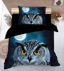 2dílné 3D povlečení 140×200 + 70×90 – Sova pod měsícem