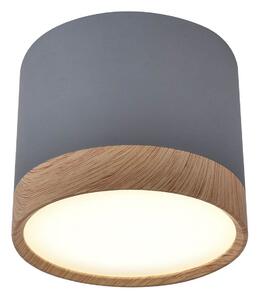 LED stropní bodové světlo EMILIA-ROMAGNA, 9W, denní bílá, 8,8x7,5cm, kulaté, šedé, imitace dřeva