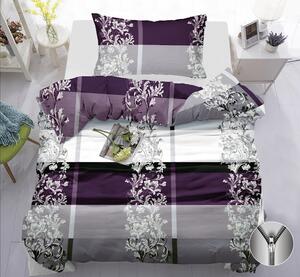 2dílné povlečení 140×200 + 70×90 – Fialovo-šedý elegantní vzor s ornamenty