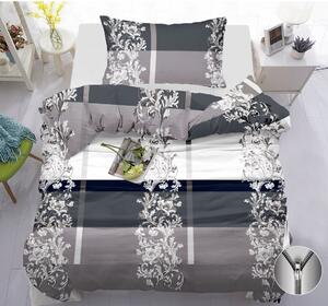 Luxusní oboustranné povlečení 140×200/70×90 – Šedo-černé ornamentální | Zip | Elegantní moderní styl