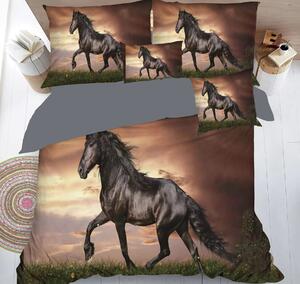 7dílné 3D povlečení – Černý kůň – 140x200 cm