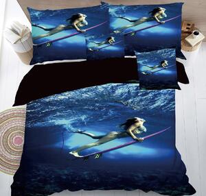 7dílné 3D povlečení – Surfařka pod mořem – 140x200 cm