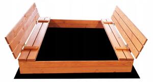 ELIS DESIGN Pískoviště dřevěné s krytem/lavičkami velké předvrtané impregnované premium varianta: impregnované