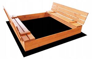 ELIS DESIGN Pískoviště dřevěné s krytem/lavičkami XL předvrtané impregnované premium varianta: impregnované