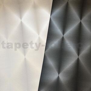 Vliesové tapety na zeď PRISME A22002, 3D abstrakt moderní stříbrno-černý, rozměr 10,05 m x 0,53 m, DECOPRINT