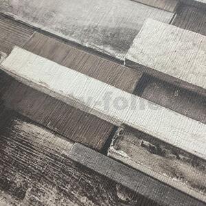 Vliesové tapety na zeď Facade FC3001, dřevěná zeď hnědo-šedá, rozměr 10,05 m x 0,53 m, GRANDECO