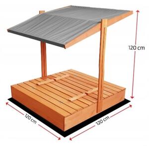 ELIS DESIGN STŘÍŠKA k dřevěnému pískovišti 120x120 cm předvrtaná impregnovaná barva střechy: šedá