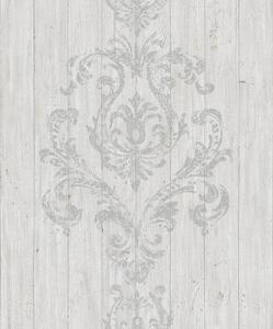 Vliesové tapety na zeď Facade FC2204, dřevěný obklad bílo-šedý, rozměr 10,05 m x 0,53 m, GRANDECO