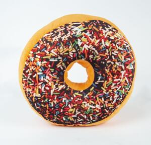 Dekorační polštář Donut s čokoládovou polevou a barevným zdobením