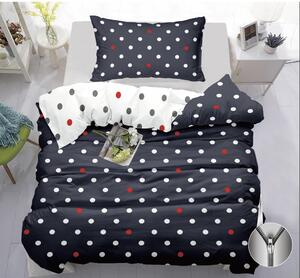 Oboustranné bavlněné povlečení 140×200 + 70×90 – POLKA DOTS NAVY