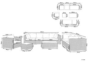 8místná modulární zahradní souprava z umělého ratanu šedobéžová MAESTRO II