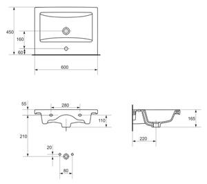 Cersanit K32-003-BOX - Umyvadlo na desku/závěsné COMO 45x60 cm keramika/bílá