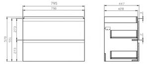 Cersanit S801-221-DSM - Závěsná koupelnová skříňka s umyvadlem MODUO 80 cm bílá