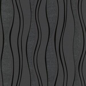 Vliesové tapety na zeď 13191-30, vlnovky černé, rozměr 10,05 m x 0,53 m, P+S International