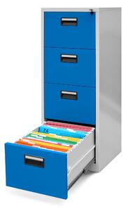 JAN NOWAK Plechová kartotéka model SARA 460x1320x620, šedo-modrá, 4 zásuvky