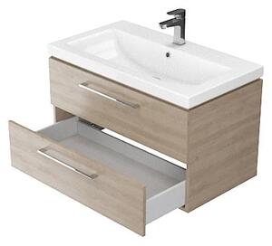 Cersanit S801-154-DSM - Závěsná koupelnová skříňka s umyvadlem LARA 80 cm ořech