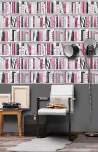 Papírové tapety na zeď Freestyle 139501, rozměr 10,05 m x 0,53 m, knihovna růžová, Ugépa