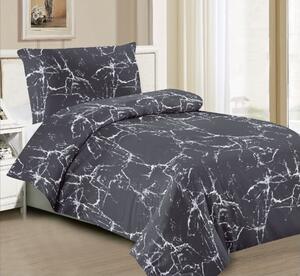 Bavlněné povlečení 140×200 + 70×90 – tmavě šedé mramorové, moderní design, zip