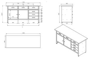 Pracovní stůl se zásuvkami a skříňkou HENRY, 1700 x 850 x 600 mm, černý