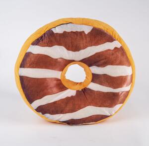 Dekorační polštářek Donut s polevou – různé druhy Barva: Krémové proužky (hnědá)