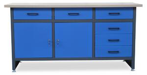 JAN NOWAK Pracovní stůl HENRY se zásuvkami a skříňkou: antracitově modrý