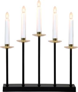 Vánoční LED pětiramenný svícen GRETA, 15W, černý s mosaznými doplňky