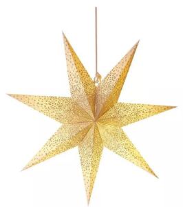 Závěsná vánoční papírová hvězda papírová, 1xE14, 60cm, zlatá se třpytkami ve středu