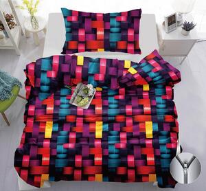 Bavlněné povlečení 140×200 + 70×90 – 3D multicolor moderní vzor, zip, pestrý design