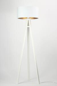 Dřevěná stojací lampa GLAMOUR, 1xE27, 60W, bílá, bílozlatá