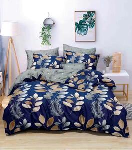 Moderní modré povlečení s listovým vzorem | Elegantní přírodní styl, zip 140x200 cm