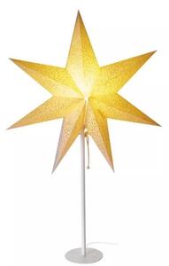 Dekorativní vánoční svícen s papírovou hvězdou, 1xE14, 45x67cm, zlatá s bílým stojanem