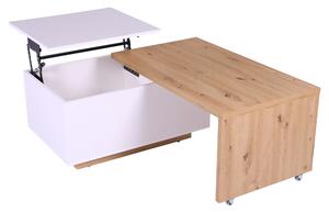 Konferenční stolek MALCOM dub artisan/bílá