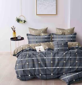 Bavlněné francouzské povlečení 200×220 + 2×70×90 – šedé s geometrickým vzorem