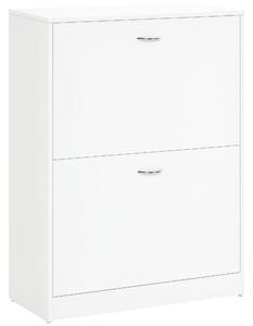 HOMCOM Moderní botník do předsíně s 2 zásuvkami a nastavitelnými policemi 60x24x80 cm Bílý | Aosom
