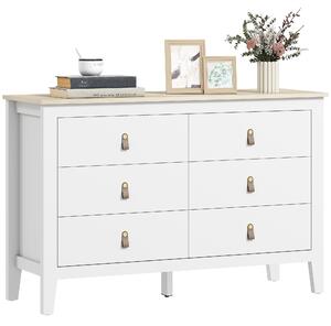 HOMCOM Komoda s 6 zásuvkami do ložnice s PU úchyty 120x40x78 cm Bílá | Aosom