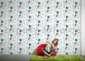 Dětské vliesové tapety na zeď Little Stars 35844-2, rozměr 10,05 m x 0,53 m, dětské oblečení modro-zelené, A.S.Création