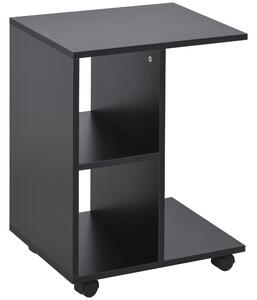 HOMCOM Moderní C-Hladký Boční Stolek s Kolíky, Otevřené Police pro Obývací Pokoj a Ložnici 45x35x58 cm Černý | Aosom