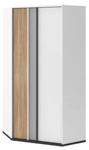 Rohová šatní skříň Imola IM-01 2D, Barva: bílý + grafit + salisbury + šedá Mirjan24 5902928978841