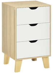 HOMCOM 3-zásuvkový prádelník s vyvýšeným základem pro ložnici, obývací pokoj a chodbu – moderní styl, protipádová ochrana, 40x35x68,5 cm, přírodní a b