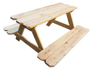 DIP-MAR Dětský dřevěný stůl s lavičkami 90x90 cm borovice přírodní