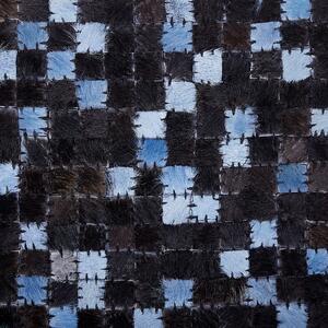Kožený koberec 140 x 200 cm hnědo-modrý IKISU