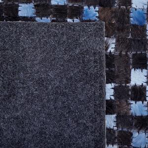 Kožený koberec 160 x 230 cm hnědo-modrý IKISU