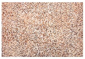 Hnědý kožený patchworkový koberec 140 x 200 cm TORUL