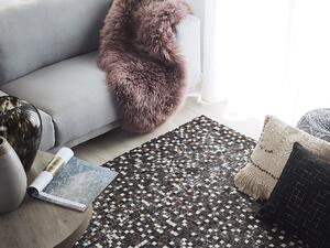 Kožený patchwork koberec 140 x 200 cm hnědý AKKESE