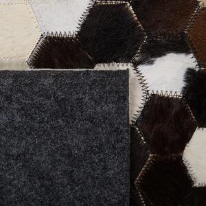 Kožený patchworkový koberec 140 x 200 cm hnědočerný EYIM