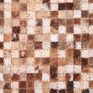 Hnědý kožený patchworkový koberec 160 x 230 cm TORUL
