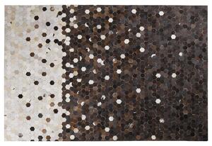 Kožený patchworkový koberec 140 x 200 cm hnědočerný EYIM