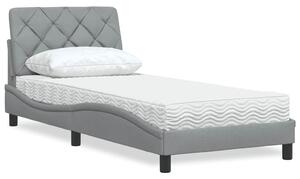 Postel s matrací světle šedá 90 x 190 cm textil 3310706