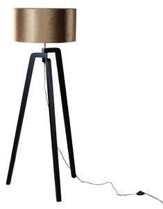 Stojací lampa černá s sametovým stínidlem bronz 50 cm - Puros