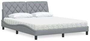 Postel s matrací světle šedá 160 x 200 cm textil 3310748